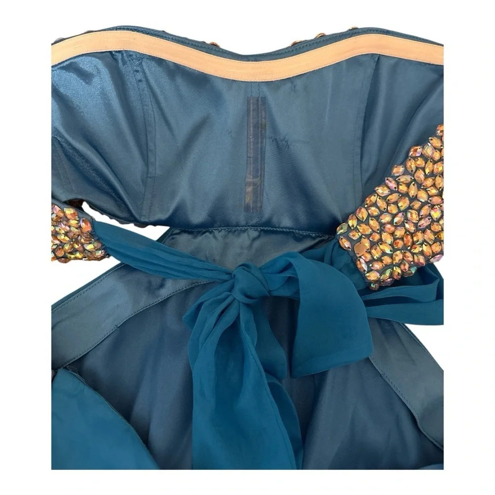 La Femme Women's Blue Evening Dress Turquoise Strapless Size 6 with flaws - Picture 5 of 9